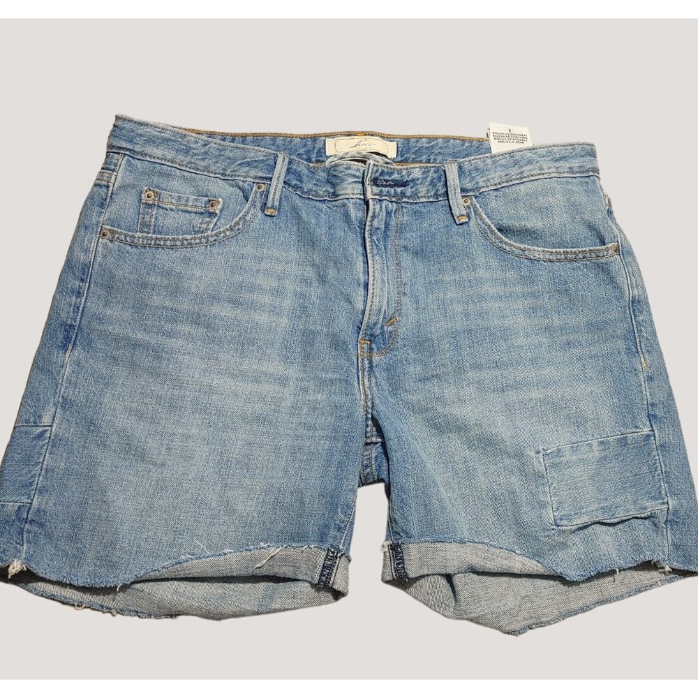 Levis Size 8 Girls Womens Denim Blue Jean Cut Off Shorts Raw Hem Patchwork